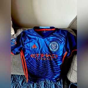 NYCFC blue and orange jersey, size Small